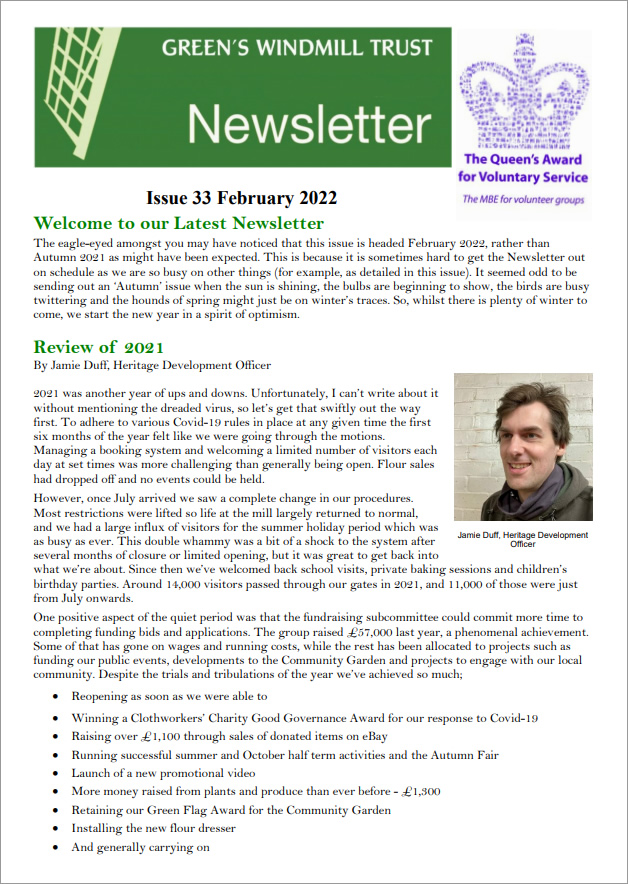Image of the front page of Issue 33 newsletter