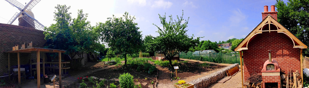 Panoramic view of Green's Windmill Community Garden